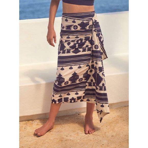 Johanna Ortiz Midi Faux-Wrap Pleated Summer Soiree Skirt - Picture 1 of 6